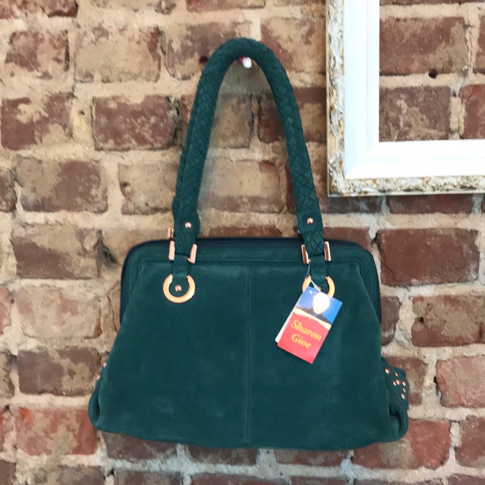 Sharon Gioe Teal Suede Vintage Handbag